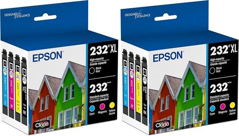 مجموعة خراطيش حبر Epson 232 Claria عالية السعة باللون الأسود والألوان القياسية (T232XL-BCS) تعمل مع القوى العاملة WF-2930,2950 وExpression XP-4200,4205، (عبوة من قطعتين) in Kuwait
