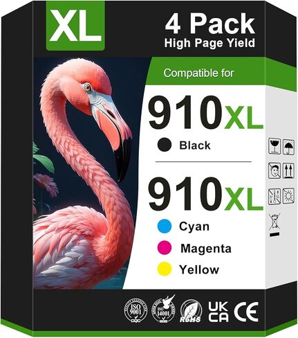 خراطيش حبر 910XL لطابعات HP المتوافقة مع مجموعة خراطيش الحبر HP 910XL تعمل مع HP OfficeJet Pro 8010 8015 8020 8022 8025 8028 8035 (910 حبر، أسود سماوي أرجواني أصفر) in Kuwait