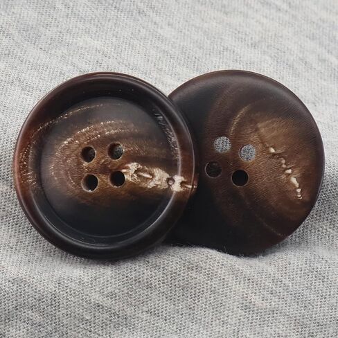 1 Inch 10PCS Brown Real Horn Buttons for Sewing and Crafts, 4-Hole Round Large Button for Clothes, Blazer, Suit, Overcoat, Winter Coat, Jacket, Tailoring, Replacement, DIY (25 mm Brown) Fumanlou in Saudi Arabia