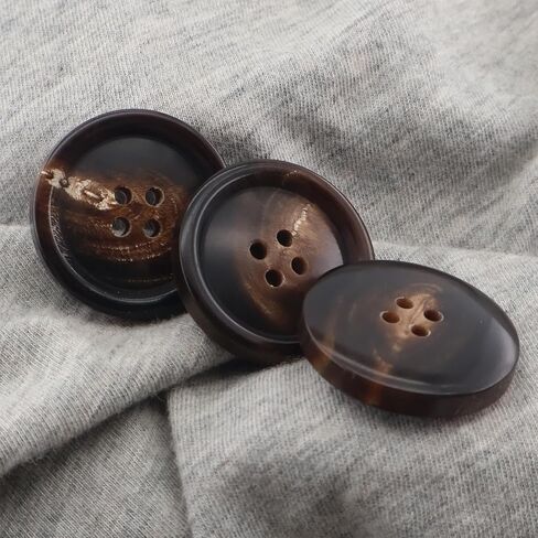 1 Inch 10PCS Brown Real Horn Buttons for Sewing and Crafts, 4-Hole Round Large Button for Clothes, Blazer, Suit, Overcoat, Winter Coat, Jacket, Tailoring, Replacement, DIY (25 mm Brown) Fumanlou in Saudi Arabia