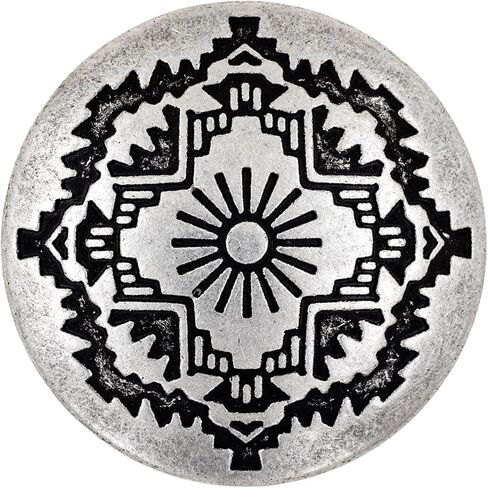 الحافة 12 قطعة أزرار عرقوب معدنية على الطراز الجنوبي الغربي. 25 ملم (1 بوصة) (فضي عتيق) in Saudi Arabia