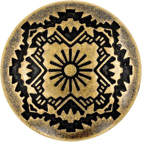 الحافة 12 قطعة أزرار عرقوب معدنية على الطراز الجنوبي الغربي. 25 ملم (1 بوصة) (فضي عتيق) in Saudi Arabia