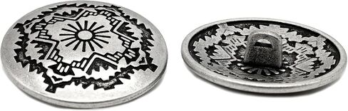 الحافة 12 قطعة أزرار عرقوب معدنية على الطراز الجنوبي الغربي. 25 ملم (1 بوصة) (فضي عتيق) in Saudi Arabia