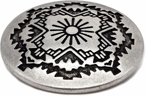 الحافة 12 قطعة أزرار عرقوب معدنية على الطراز الجنوبي الغربي. 25 ملم (1 بوصة) (فضي عتيق) in Saudi Arabia