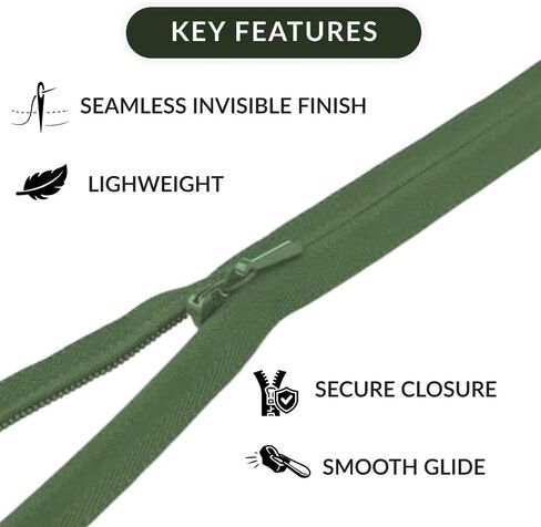 Army Green 6 Inch Nylon Invisible Zipper for Sewing, DIY Crafts, Dresses, Pillows – Conceal Coil Zipper for Tailoring & Home Decor (Military)-2pcs in Saudi Arabia