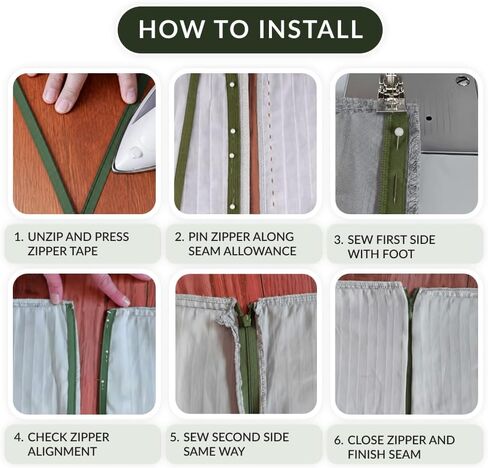 Army Green 6 Inch Nylon Invisible Zipper for Sewing, DIY Crafts, Dresses, Pillows – Conceal Coil Zipper for Tailoring & Home Decor (Military)-2pcs in Saudi Arabia