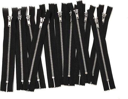 10 pcs Silver Metal Teeth #3 Teeth Zippers - Kyezi Design & Craft (Black, 3 inch) in Saudi Arabia