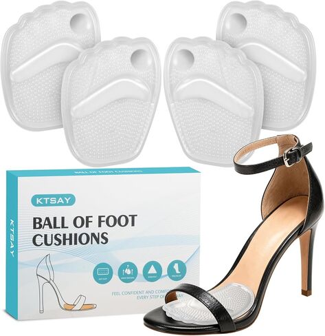 Metatarsal Pads Women, Gel Ball of Foot Cushions (2 Pairs Shoe Inserts), Non-Slip One Size Fit Heel Inserts for Foot Pain Relief (Clear) in Saudi Arabia
