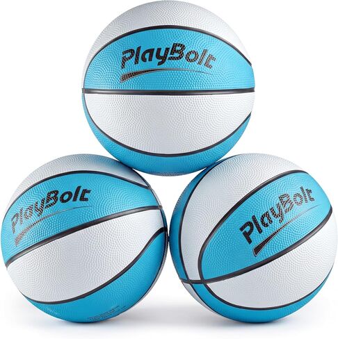 PlayBolt 7-Inch Pool Basketballs (3 Pack) - Waterproof Water Toy Balls - Size 3 Floating Water Basketball for Pool Hoop, Swimming Pool Party Games, Kids & Adults, with Hand Pump in Saudi Arabia