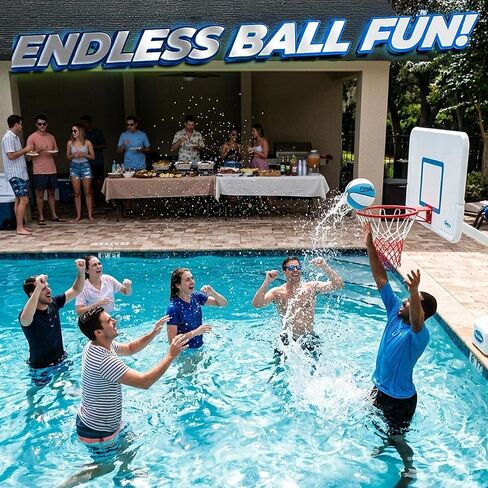 PlayBolt 7-Inch Pool Basketballs (3 Pack) - Waterproof Water Toy Balls - Size 3 Floating Water Basketball for Pool Hoop, Swimming Pool Party Games, Kids & Adults, with Hand Pump in Saudi Arabia