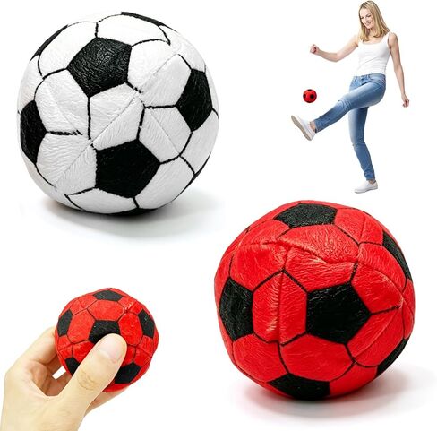 2 Pack Soccer Hackys Footbag Ball, Soft Plush Kick Bag Toy for Foot Coordination and Juggling Practice, Soccer Style Foot Skill Training Ball for Indoor Outdoor Fun (Black+Red) in Kuwait
