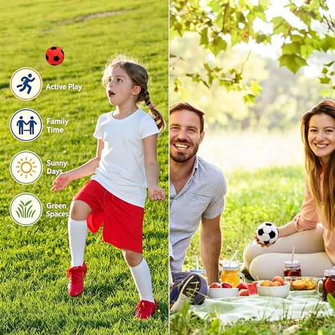 2 Pack Soccer Hackys Footbag Ball, Soft Plush Kick Bag Toy for Foot Coordination and Juggling Practice, Soccer Style Foot Skill Training Ball for Indoor Outdoor Fun (Black+Red) in Kuwait
