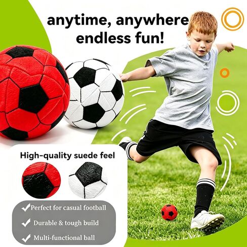 2 Pack Soccer Hackys Footbag Ball, Soft Plush Kick Bag Toy for Foot Coordination and Juggling Practice, Soccer Style Foot Skill Training Ball for Indoor Outdoor Fun (Black+Red) in Kuwait