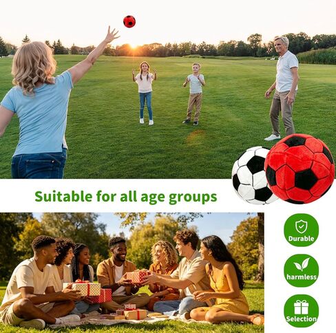 2 Pack Soccer Hackys Footbag Ball, Soft Plush Kick Bag Toy for Foot Coordination and Juggling Practice, Soccer Style Foot Skill Training Ball for Indoor Outdoor Fun (Black+Red) in Kuwait