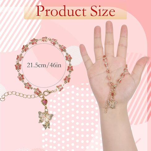 Steering Wheel Charm Accessory - Pink Butterfly Steering Wheel Chain for Automotive Protection Charm Decor Rosary Pendant Rearview Mirror Hanging Charms Gifts for Women Men Driver in Saudi Arabia