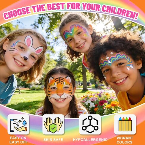 42Pcs XL Face Paint Crayons for Kids - Non-Toxic, Vibrant Colors Face Painting Crayons Kit| Easy to Use, Safe for Sensitive Skin and Perfect for Kids Party, Easter Makeup, School Event, Cosplay in Saudi Arabia