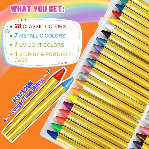 42Pcs XL Face Paint Crayons for Kids - Non-Toxic, Vibrant Colors Face Painting Crayons Kit| Easy to Use, Safe for Sensitive Skin and Perfect for Kids Party, Easter Makeup, School Event, Cosplay in Saudi Arabia