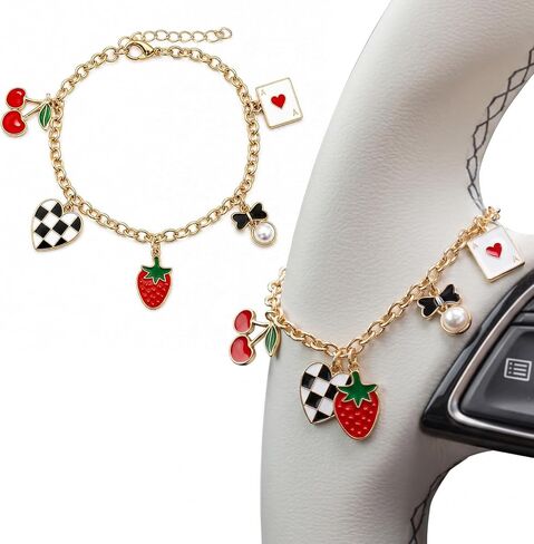 Steering Wheel Charm Accessory - Pink Butterfly Steering Wheel Chain for Automotive Protection Charm Decor Rosary Pendant Rearview Mirror Hanging Charms Gifts for Women Men Driver in Saudi Arabia