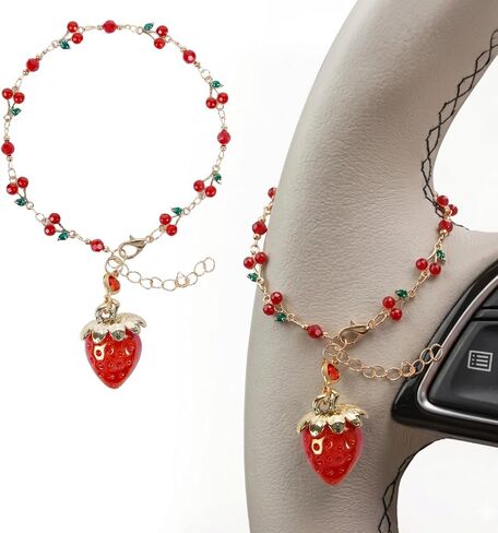 Steering Wheel Charm Accessory - Pink Butterfly Steering Wheel Chain for Automotive Protection Charm Decor Rosary Pendant Rearview Mirror Hanging Charms Gifts for Women Men Driver in Saudi Arabia