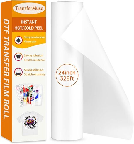DTF Transfer Film Roll Double-Sided Matte Instant Hot Peel PET Transfer Paper Direct to Film (13in x 328ft) in Kuwait