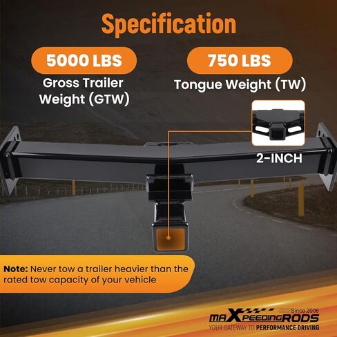 maXpeedingrods Class 3 Front Receiver Hitch, 2 Inch for Chevrolet & GMC & Cadillac Model- Suburban/Silverado/Avalanche Sierra 1500 2500 HD, Yukon XL 1500, Tahoe, Escalade in Kuwait