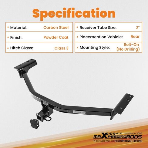 maXpeedingrods Rear Trailer Hitch Kit with Rubber Hitch Cover, Class 3 Trailer Hitch, Trailer Hitch 2" Receiver Fits for Nissan Pathfinder 2022-2025 & for INFINITI QX60 2022-2026 in Kuwait