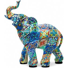 Elephant Statue Decor, Colorful Art Creativity Graffiti Elephant Sculpture Ornament, Gifts for Women, Mom, Collectible Resin Elephant Figurines for Home Office Bookshelf Desktop in Saudi Arabia