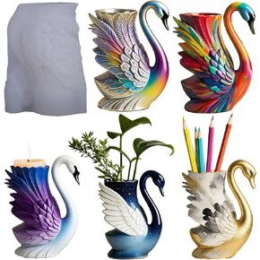 1Pc Swan Resin Silicone Jar Mold Elegant Animal Bird Candle Epoxy Casting Mold for DIY Home Decor Art Crafts Flower Vase Pen Holder Candle Holder Succulent Planter Handmade Gifts in Saudi Arabia