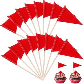 100 Pcs Red Flag Cupcake Toppers Golf Flag Toothpicks Flag Cocktail Picks Mini Golf Flags For Jello Shots Small Plain Triangle Fruit Cheese Markers For Wedding Party Buffet Appetizers Diy Decoration in Saudi Arabia