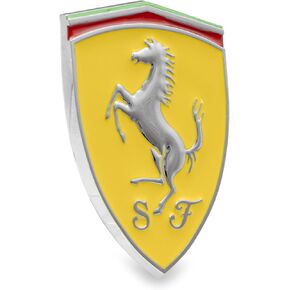 3D Emblem Sticker for Ferrari Fans – 3" x 2.5" Yellow and Chrome Resin Badge for Universal Application in Saudi Arabia