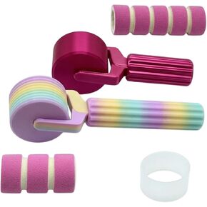 Diamond Art Roller 2 Pack for Diamond Painting, Diamond Painting Roller Tool with Protective Clear Ring & Sponge Grip, Rainbow Brayer Accessories for Pressing Loose Drills in Saudi Arabia