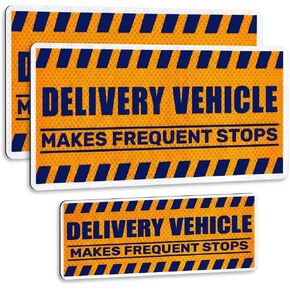 Delivery Driver Sign Magnet | Heavy Duty 49 Mil Thickness| Reflective | Frequent Stops Signs | | 2 Large 11.5"x6" + 1 Small 9"x4" in Kuwait