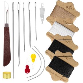 Heavy Duty Sewing Kit for Leather & Auto Upholstery – 4 Rolls Waxed Thread (3 Colors) + 7 Heavy Duty Needles, Canvas Furniture Carpet Repair Bookbinding Quilting Set in Saudi Arabia
