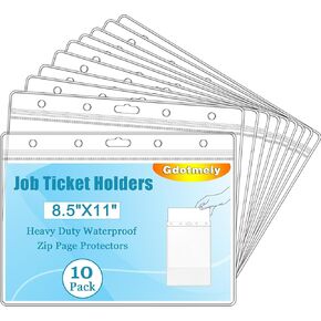 10 Pack Job Ticket Holders, 8.5 x 11 Inch Heavy Duty Sheet Protector, Waterproof Resealable Zip, Dry Erase Pockets, for Document Protectors Sleeves Office Work Order(Clear-Horizontal) in Saudi Arabia