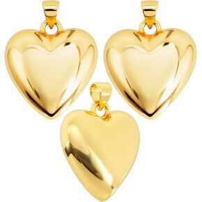 3 Pcs Cute 3D Gold Heart Charm, 18K Gold Plated Brass Heart Charms for Jewelry Making, Jewelry Making Charms, Love Shape Gold Charms for Jewelry Making in Saudi Arabia
