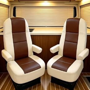 2Pcs RV Seat Covers for Captain Chair with Arm Rest Covers, Comfort-Fit Stretchable Design for Class A Motorhomes, Durable Side Storage Pockets & Easy Installation - Gray in Saudi Arabia
