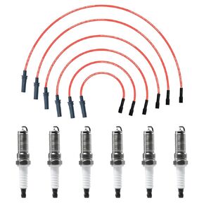 Spark Plug Wire Set & Spark Plugs Kit Compatible with Dodge Grand Caravan Chrysler Town & Country 2001-2010 3.3L 3.8L, Fit Pacifica Voyager Routan, Replace 5019593AA & 2314 in Saudi Arabia
