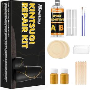 Kintsugi Repair Kit, Food-Safe Kintsugi Kit for Repairing Broken Ceramics Pottery, Porcelain, Bowls, Glass, Gold Glue, Perfect for Beginners Restoring Meaningful Gift (Golden) in Saudi Arabia