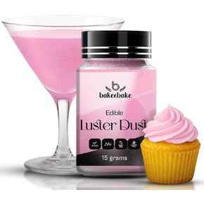 غبار Bakeebake Gold Luster صالح للأكل 15 جم - بريق صالح للأكل للمشروبات والحلويات - غبار ذهبي صالح للأكل خالٍ من الغلوتين لتزيين الكيك - بريق مشروب نباتي لا طعم له للكوكتيلات والحفلات (ذهبي) in Kuwait