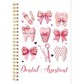 Dental Assistant Spiral Notebook - Teeth Pink Bow Journal Dental Assistant Must Haves Dentist Gifts for Coworker School Office Stationary Supplies 5.5 x 8.3 Inches in Kuwait