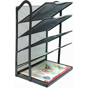 5 Tier Metal Desk File Organizer -File Folder Racks & Holders，Filing for Office Document Storage,Black in Saudi Arabia