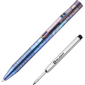 OKNIFE B1 Titanium Pen Lightning Strike Titanium, Ingenious Clip-Action Mechanism, Lightweight EDC Ballpoint Pen with 2 pcs Refill Ideal for Office, Working, Writing in Saudi Arabia