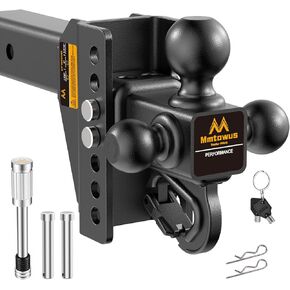 Adjustable Trailer Hitch - Drop Hitch -Tri Ball Mount w/Hook (1-7/8'', 2''&2-5/16''), Fits 2.5-Inch Receiver, 6'' Drop/Rise 15,000 LBS GTW Tow Hitch, 3 Ball Hitches for Trucks, RV, Camper etc in Saudi Arabia