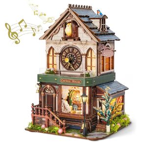 FUNPOLA 3D Wooden Puzzle Miniature House with Cuckoo Sound, DIY Mechanical Cuckoo Clock Model kit Home Décor for Display, Unique Craft Gift for Adults and Teens (Cuckoo House) in Saudi Arabia