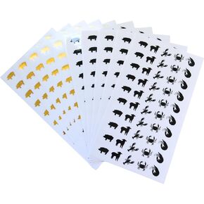 10 Sheets(500 pcs) Meal Stickers,Wedding Food Choice Sticker for Place Cards, Beef, Chicken,Fish,Carrot,Star Wedding Food Indicators(Black) in Saudi Arabia