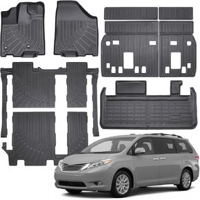 Floor Mats & Cargo Liner Compatible with Toyota Sienna 2013-2020(Only 8 Seats),All Weather Protection TPE, Anti-Slip Floor Mats & Cargo Liner Fit for Toyota Sienna 8 Seats 2013-2020 Accessories in Saudi Arabia