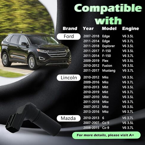 Engine Cam Camshaft Position Sensor L4 V6 2.0L Compatible with Ford for Lincoln Cx9 Edge Explorer Flex Mks MKT Mkx Mkz Sedan Sable Taurus X F-150 F150 Fusion Transit 150 250 350 Mustang 07-15 in Kuwait