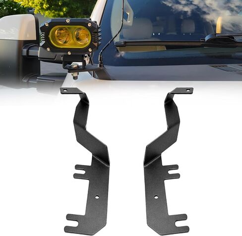 دعامات تثبيت على غطاء محرك السيارة LED لسيارة Ford Super Duty F250/F350/F450/F550 2017-2022، فولاذ عالي التحمل، تثبيت بدون مثقاب يناسب مصابيح جراب مقاس 2 بوصة - 7 بوصة in Kuwait