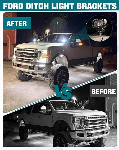 دعامات تثبيت على غطاء محرك السيارة LED لسيارة Ford Super Duty F250/F350/F450/F550 2017-2022، فولاذ عالي التحمل، تثبيت بدون مثقاب يناسب مصابيح جراب مقاس 2 بوصة - 7 بوصة in Kuwait