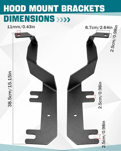 دعامات تثبيت على غطاء محرك السيارة LED لسيارة Ford Super Duty F250/F350/F450/F550 2017-2022، فولاذ عالي التحمل، تثبيت بدون مثقاب يناسب مصابيح جراب مقاس 2 بوصة - 7 بوصة in Kuwait